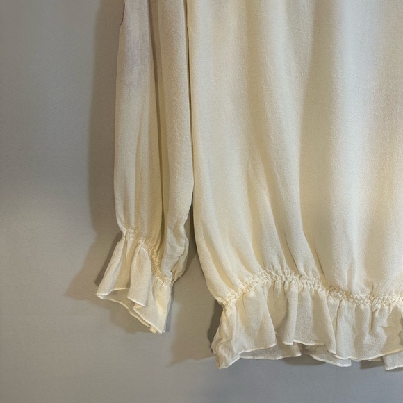 YILING Womens Size XXL Blouse 100% Silk Peasant Long Sleeve Embroidered Flower - Picture 10 of 12